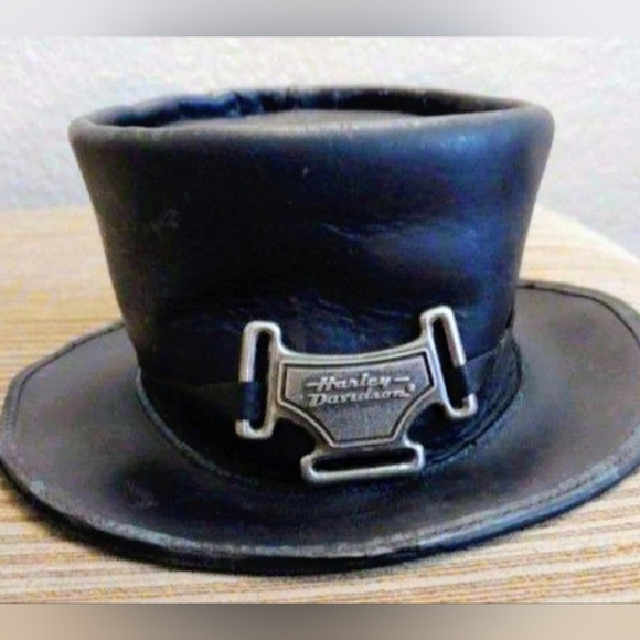 Vintage Harley-Davidson Black Leather Top Hat